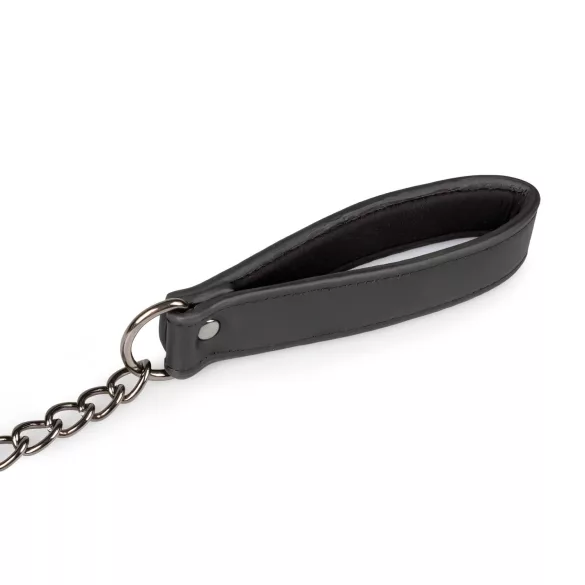 Easytoys - coleira fetiche com guia - couro sintético preto