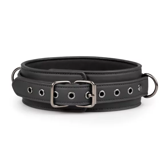 Easytoys - conjunto coleira algema pulso tornozelo - couro preto