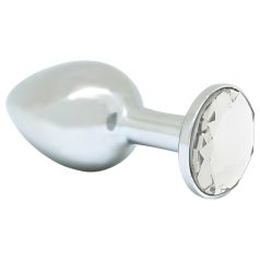   Rimba XS - plug anal metálico com pedra transparente - prata