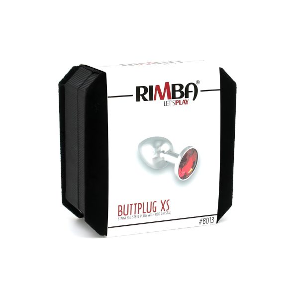 Rimba XS - plug anal metálico com pedra vermelha - prata