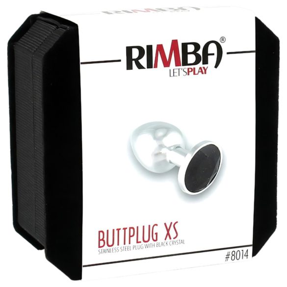 Rimba XS - plug anal metálico - pedra preta - prata