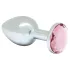 Rimba XS - plug anal metálico com pedra rosa (prateado)