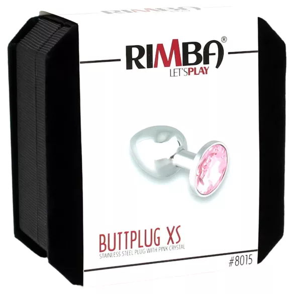 Rimba XS - plug anal metálico com pedra rosa (prateado)