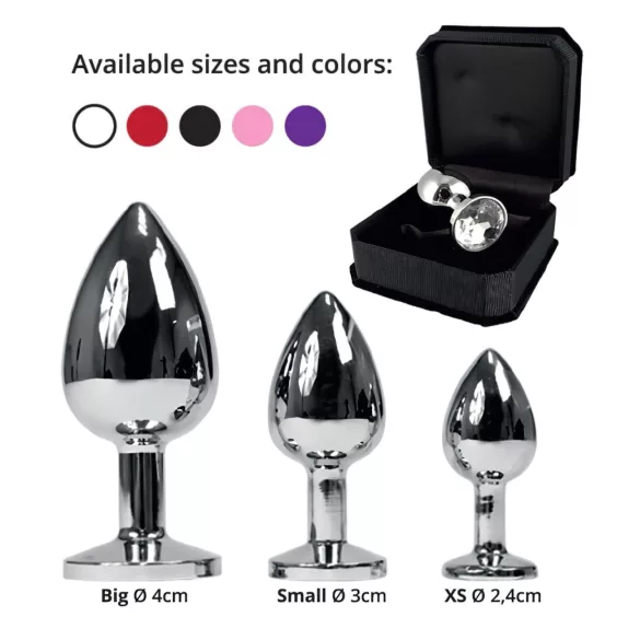 Rimba XS - plug anal metálico com pedra rosa (prateado)