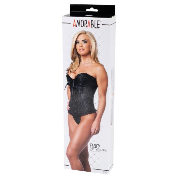 Amorable - corset e tanga com estampa - preto - M