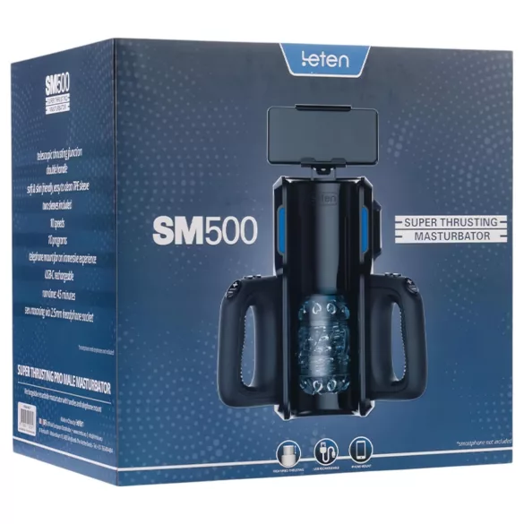 LETEN SM 500 - masturbador masculino vai e vem - suporte para celular - preto