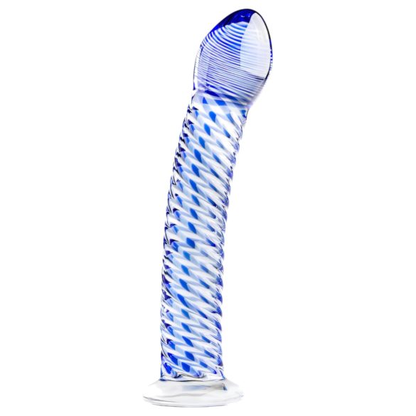 Gildo Glass No. 5 - dildo de vidro espiralado - transparente/azul