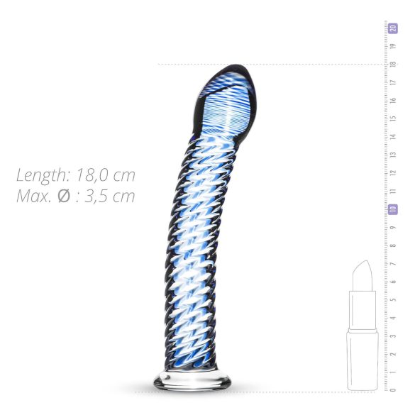 Gildo Glass No. 5 - dildo de vidro espiralado - transparente/azul