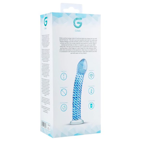 Gildo Glass No. 5 - dildo de vidro espiralado - transparente/azul