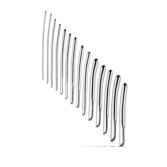 SINNER 174 - dilatador uretral curvo - aço - kit com 14 peças