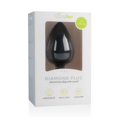   Easytoys Diamond - plug anal com pedra branca grande - silicone preto