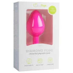   Easytoys Diamond - plug anal com pedra - silicone rosa médio