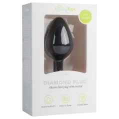   Easytoys Diamond - plug anal com pedra branca - tamanho médio - preto