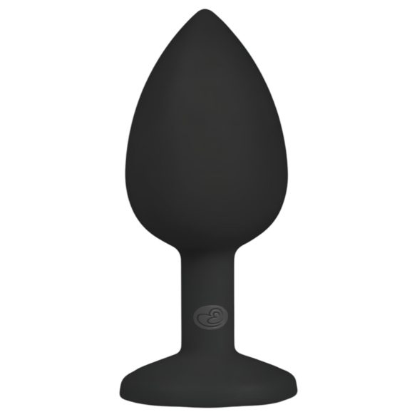 Easytoys Diamond - plug anal com pedra branca pequena - silicone preto
