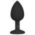 Easytoys Diamond - plug anal com pedra branca pequena - silicone preto