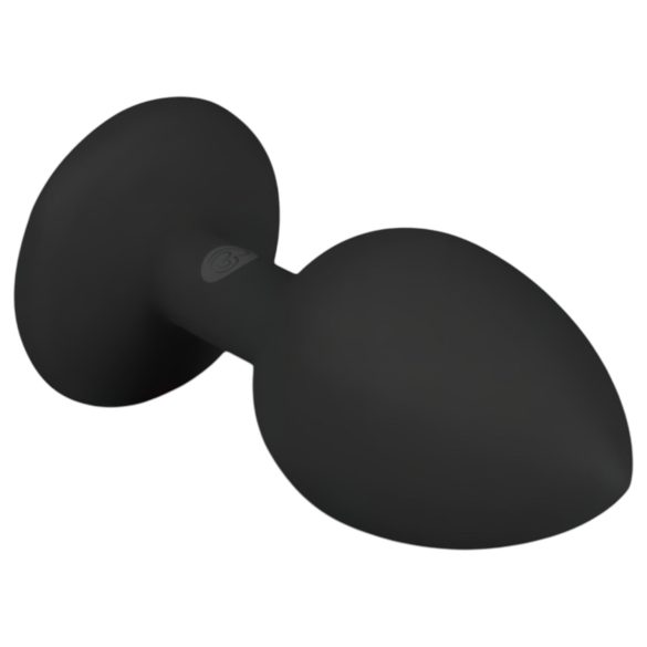 Easytoys Diamond - plug anal com pedra branca pequena - silicone preto