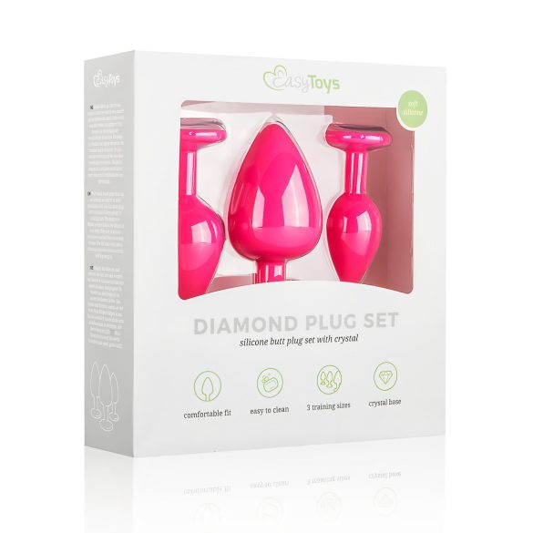 Easytoys Diamond - plug anal kit - silicone rosa