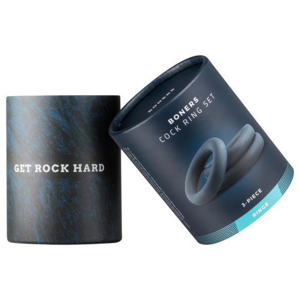 Boners - anel peniano kit - 3 peças - silicone cinza