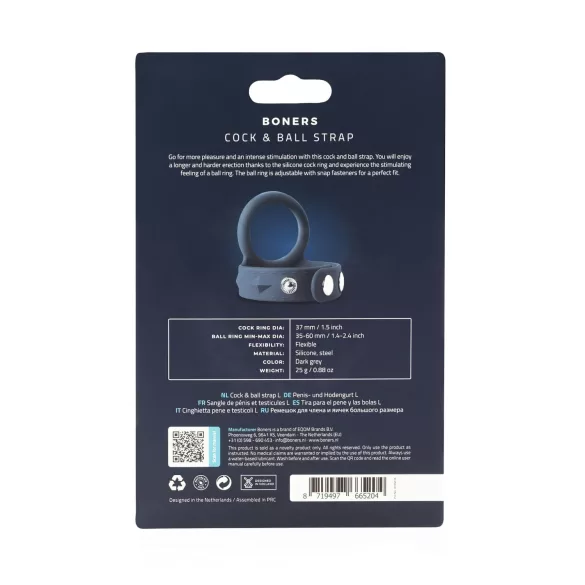Boners - anel peniano e anel para escroto - silicone cinza