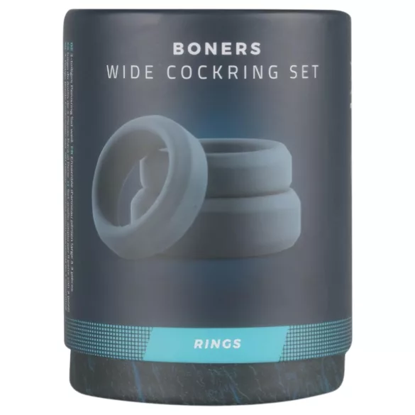 Boners - anel peniano silicone - kit com 3 unidades - cinza