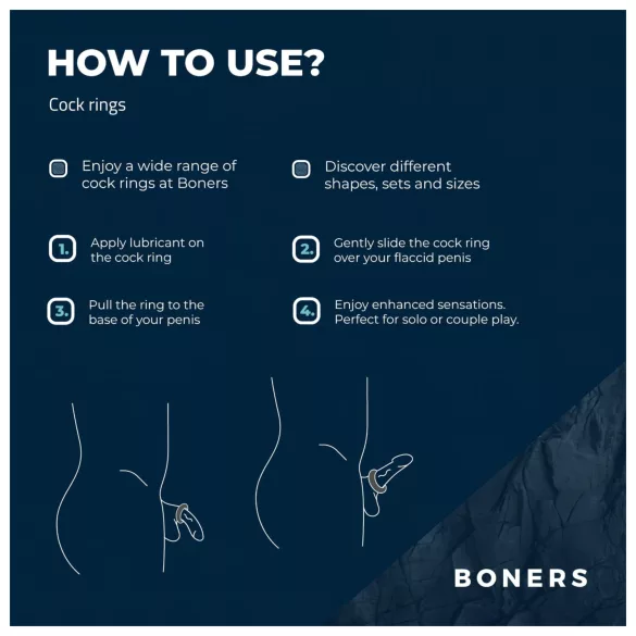 Boners - anel peniano silicone - kit com 3 unidades - cinza