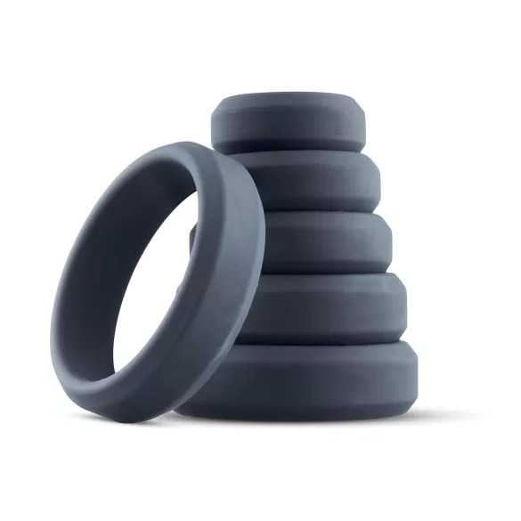 Boners - anel peniano silicone - kit com 6 unidades - cinza