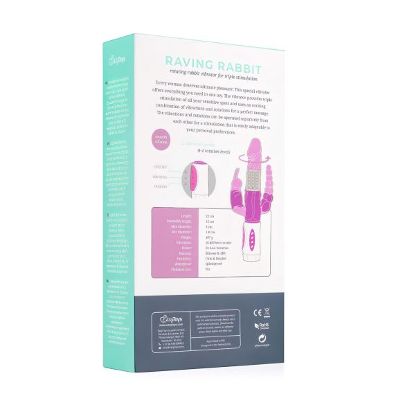 Easytoys Raving Rabbit - vibrador de 3 pontas (rosa)