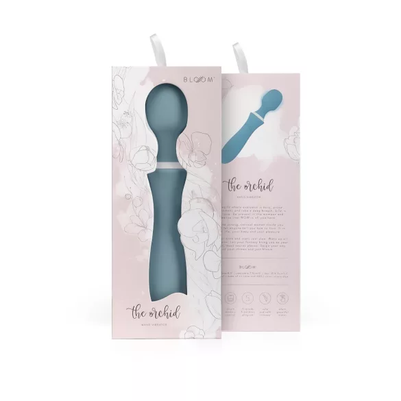 Bloom Orchid Wand - vibrador massageador recarregável - silicone turquesa