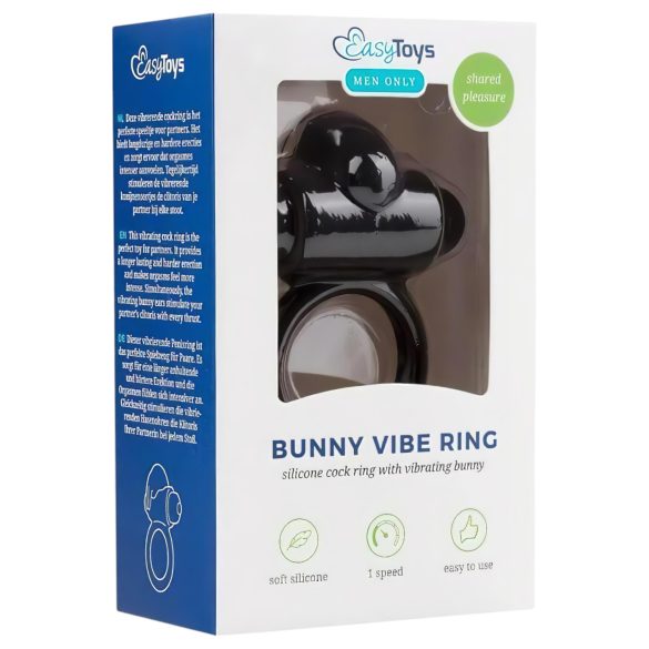 EasyToys Bunny - anel peniano vibratório - silicone preto