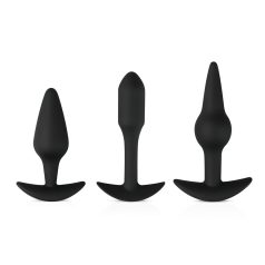   Easytoys - kit de plug anal - conjunto variado - silicone preto