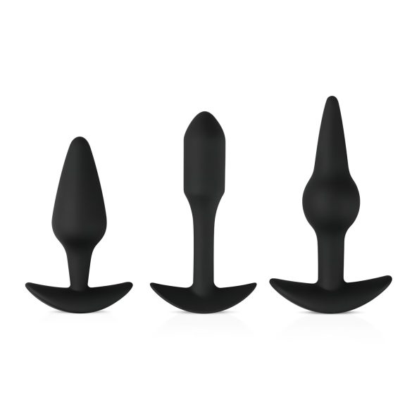 Easytoys - kit de plug anal - conjunto variado - silicone preto