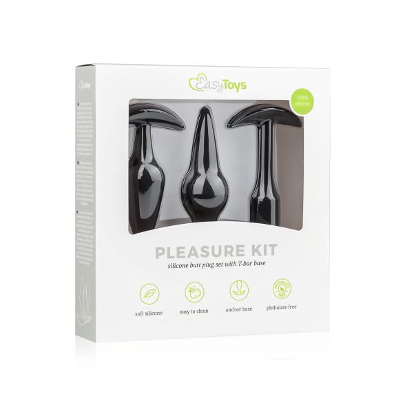 Easytoys - kit de plug anal - conjunto variado - silicone preto