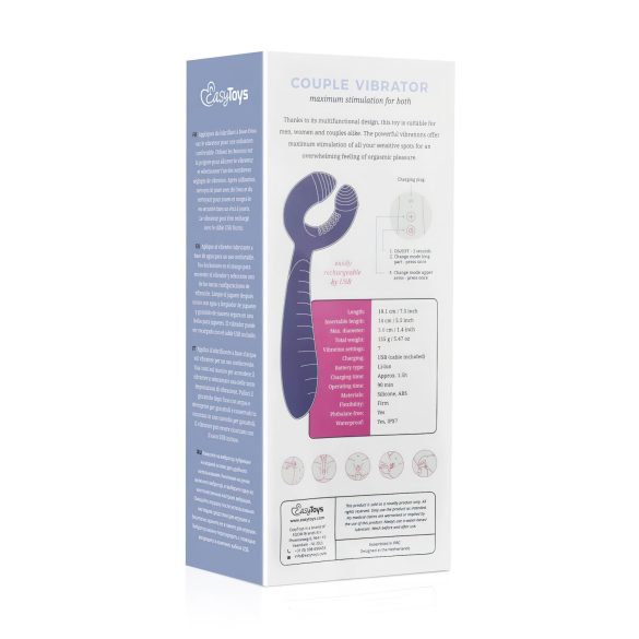 Easytoys - vibrador casal recarregável à prova d’água - lilás