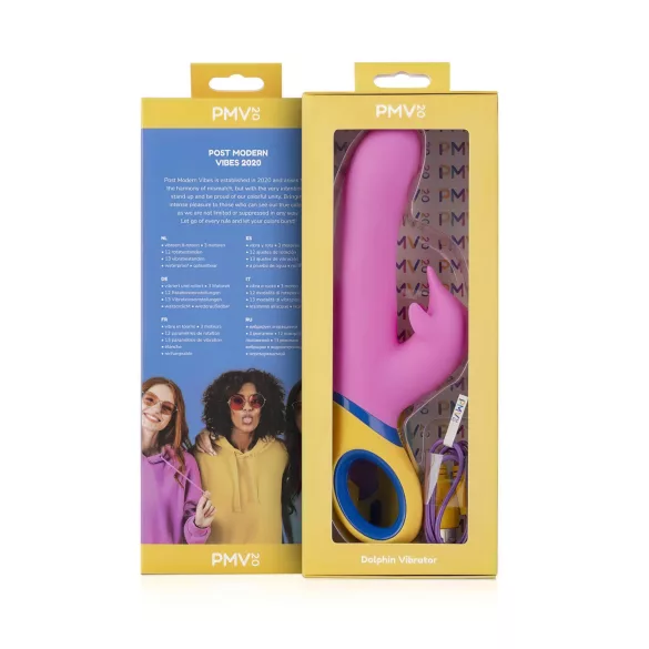 PMV20 Copy Dolphin - vibrador com clitoral rotativo - silicone rosa