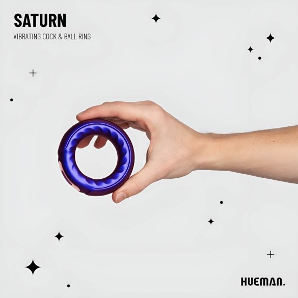 Hueman Saturn - anel peniano vibratório recarregável à prova d'água - roxo