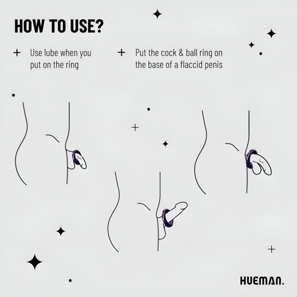 Hueman Saturn - anel peniano vibratório recarregável à prova d'água - roxo