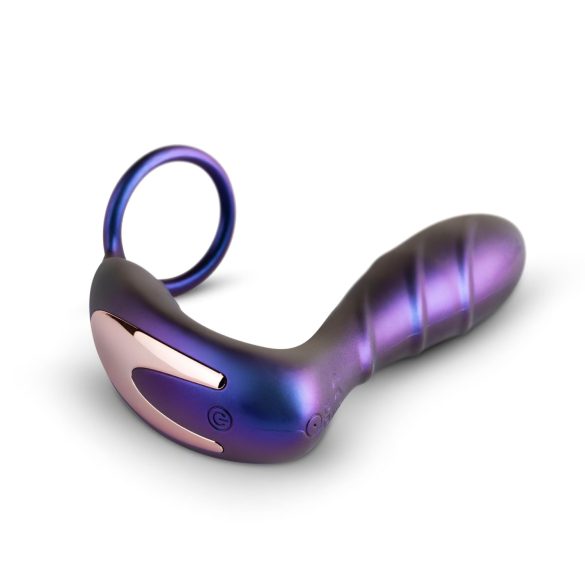 Hueman Black Hole - vibrador anal com controle remoto e anel peniano - roxo