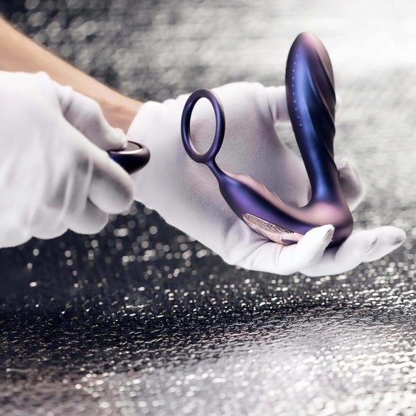 Hueman Black Hole - vibrador anal com controle remoto e anel peniano - roxo