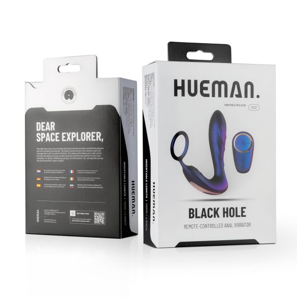 Hueman Black Hole - vibrador anal com controle remoto e anel peniano - roxo