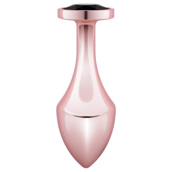Rosy Gold - plug anal com pedra preta - metal rosegold