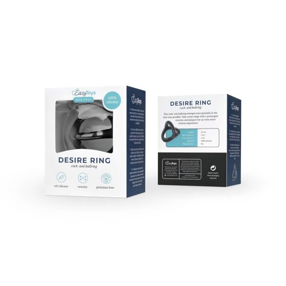 Easytoys Desire Ring - anel peniano e escrotal flexível - silicone preto