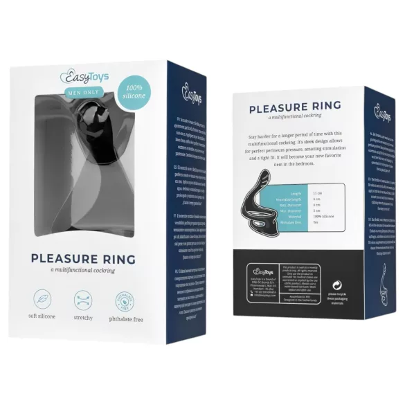 Easytoys - anel peniano e escrotal flexível - silicone preto