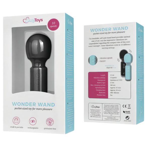 Easytoys Wonder Wand - vibrador massageador recarregável mini preto