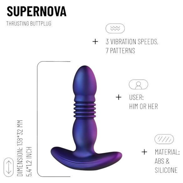 Hueman Supernova - vibrador anal com movimento - silicone roxo