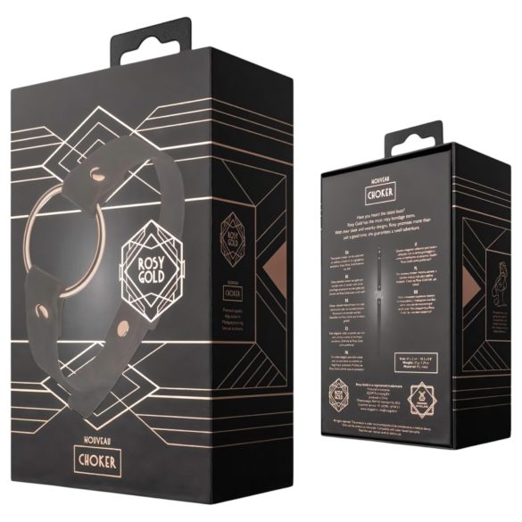 Rosy Gold - coleira ajustável - couro sintético preto e rose gold