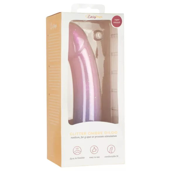 EasyToys Mermaid - dildo com glitter - 19cm - silicone rosa