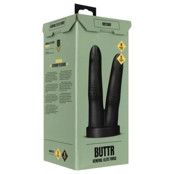 BUTTR Victory - dildo anal duplo para dedos - silicone preto