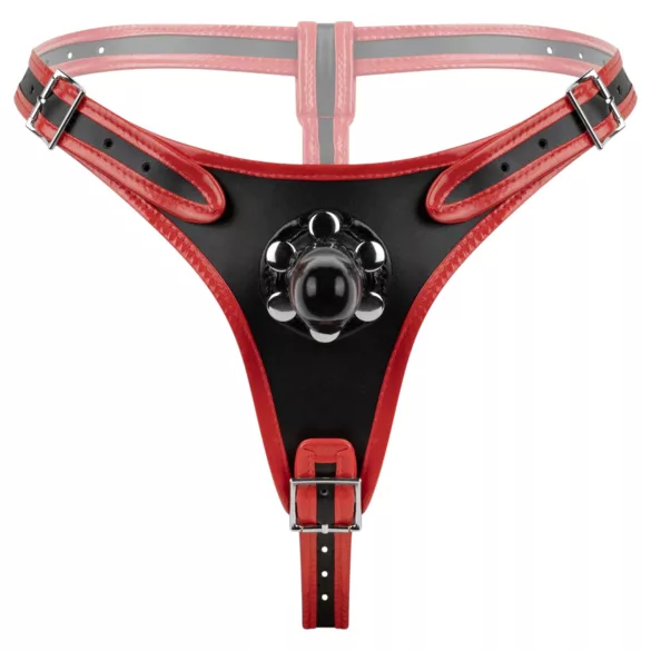 Easytoys - calcinha com dildo triplo strap-on - silicone preto