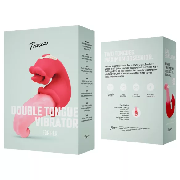 Teazers - vibrador duplo língua - estimulador clitóris e ponto G - silicone rosa