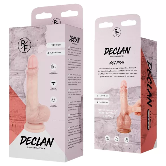 Real Fantasy Declan - dildo realista com prepúcio (cor de pele) - 18 cm